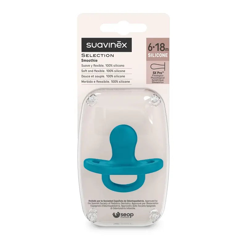 Suavinex Ciuccio Tutto Silicone Fisiologico Sx Pro, 6/18 mesi, Oceano Profondo