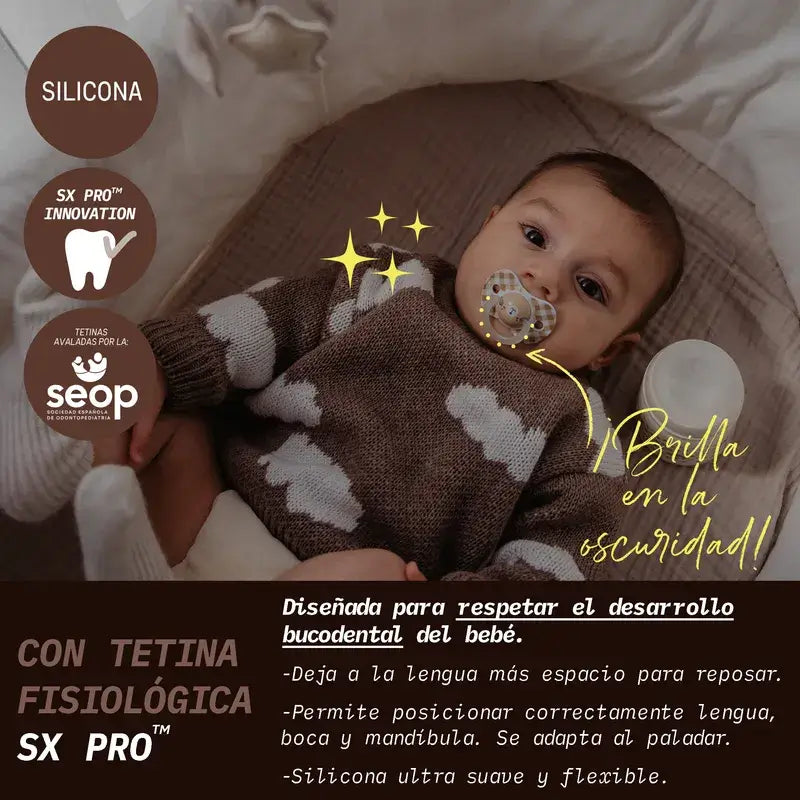 Succhietti Suavinex Night & Day Tettarella Sx Pro 0/6 mesi Grigio, 2 unità