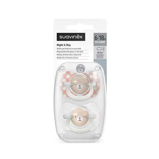 Succhietti Suavinex Night & Day Tettarella Night & Day Sx Pro 6/18 mesi Rosa, 2 unità