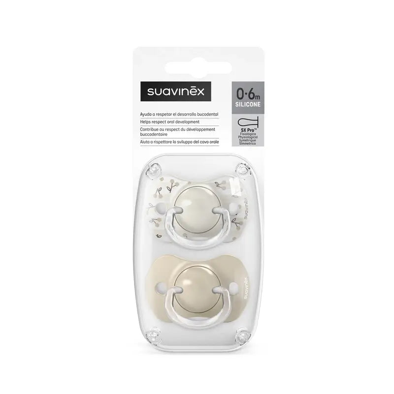 Ciucci Suavinex Sx Pro Teat 0/6 mesi Birdies Beige, 2 unità