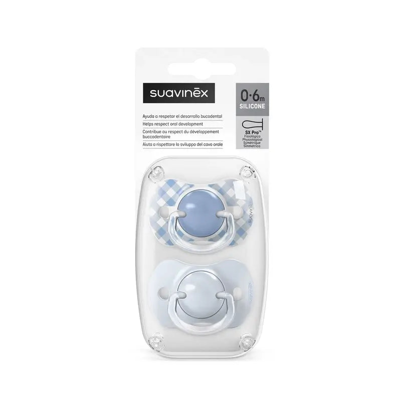 Suavinex Succhietti Sx Pro Tettarella 0/6 mesi Wild&Free Blu, 2 unità