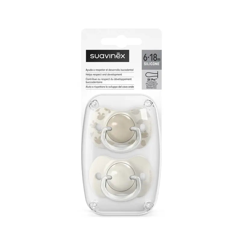 Suavinex Tettarella Sx Pro 6/18 mesi Birdies Beige, 2 unità
