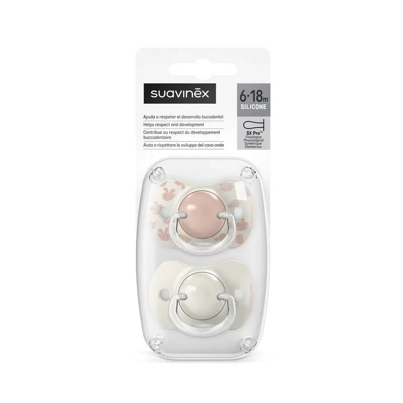Suavinex Tettarella Sx Pro 6/18 mesi Birdies Rosa, 2 unità