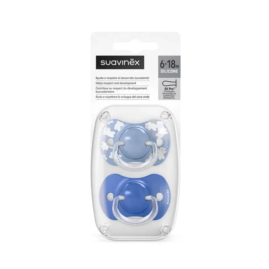 Suavinex Succhietti Sx Pro Tettarella 6/18 mesi Wild&Free Blu, 2 unità