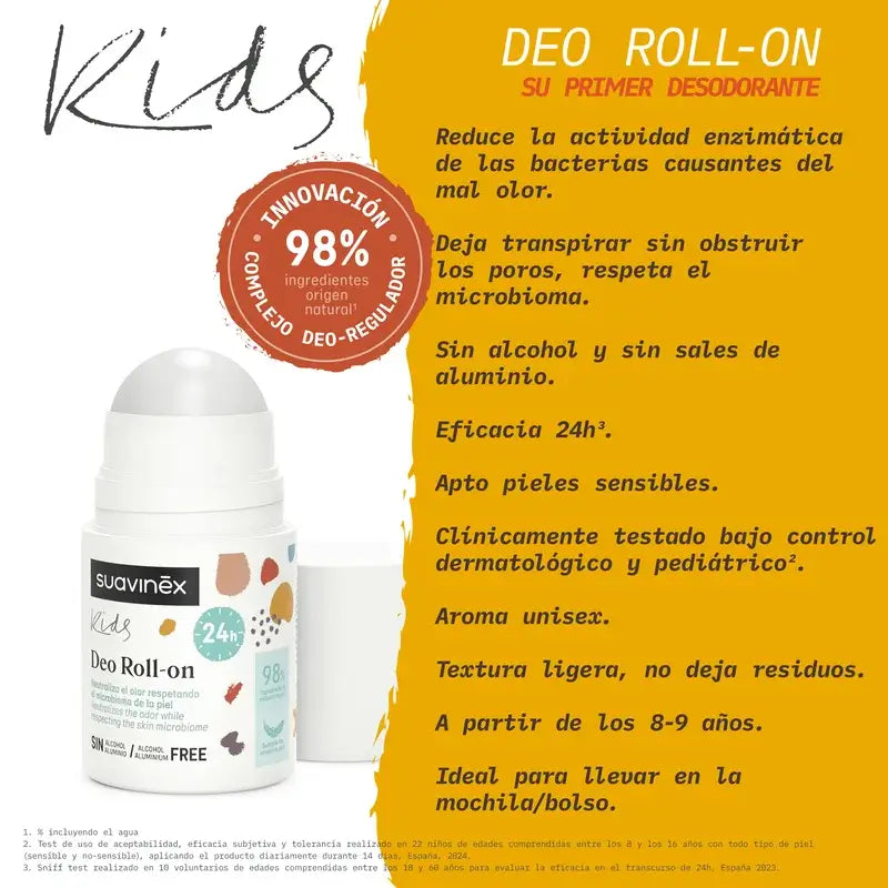 Suavinex Deodorante per bambini, +8 anni, 50 Ml