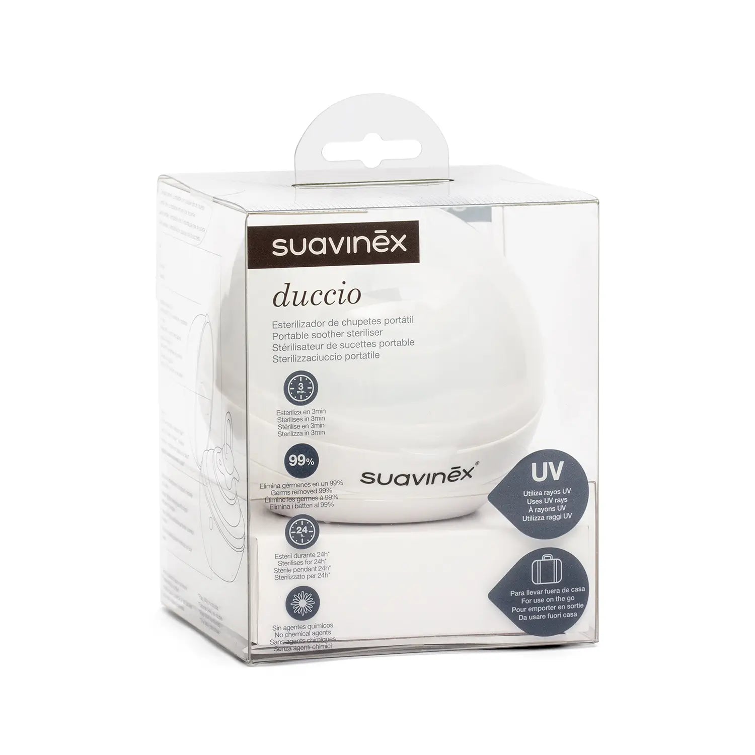 Sterilizzatore portatile per ciucci Suavinex Duccio Uv, bianco