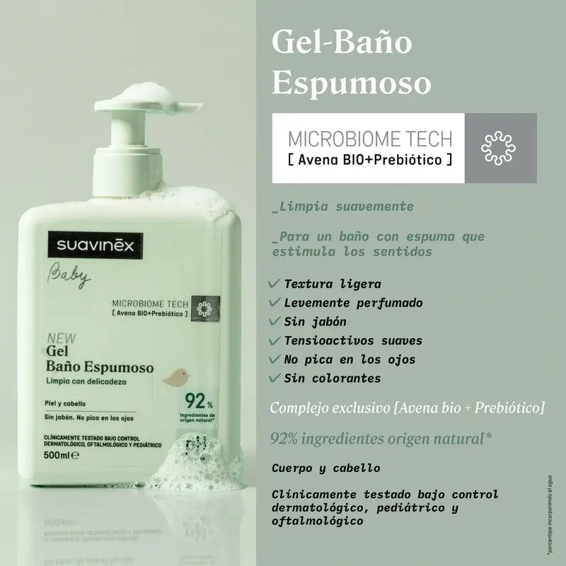 Suavinex Baby Gel da bagno schiumoso, 500 Ml