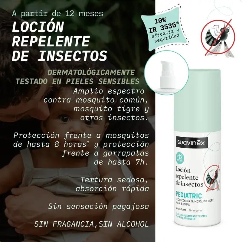 Lozione repellente per zanzare Suavinex, +12 mesi, 100 Ml