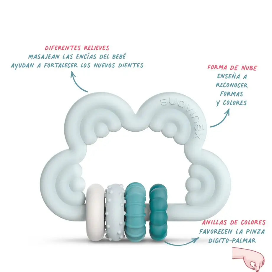 Suavinex Teether Leccapiedi in silicone +6 mesi, Nuvola, Blu