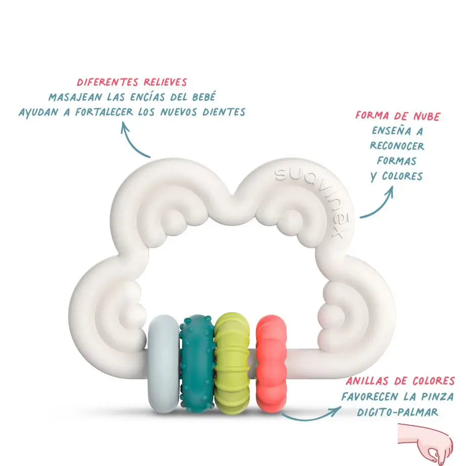 Suavinex Teether Leccapiedi in silicone +6 mesi, nuvola, bianco