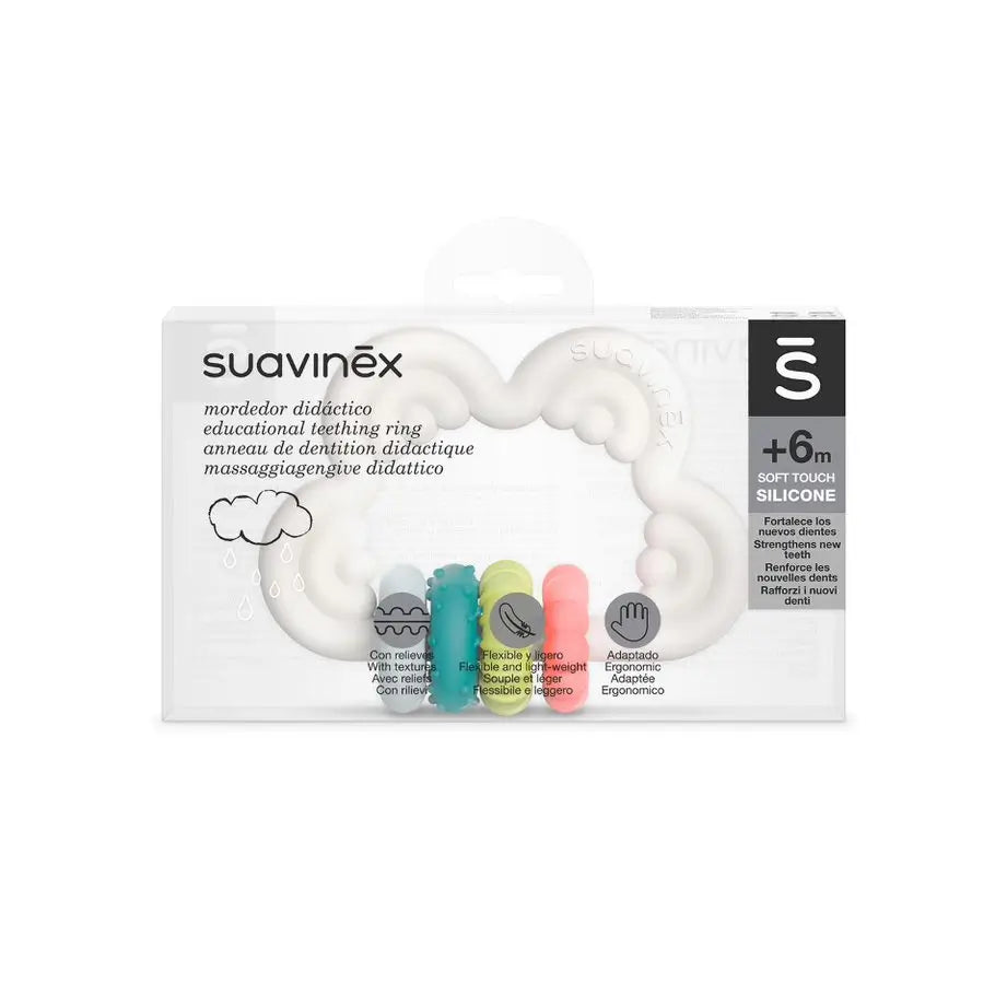 Suavinex Teether Leccapiedi in silicone +6 mesi, nuvola, bianco