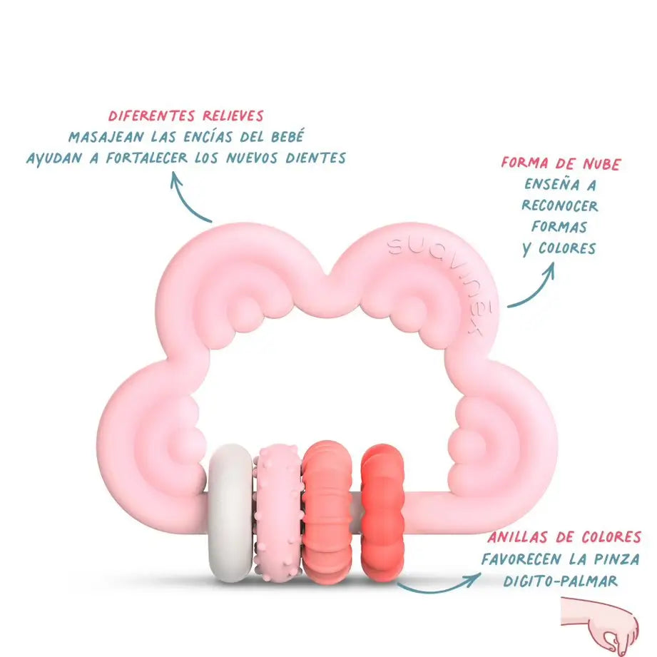 Suavinex Teether Leccapiedi in silicone +6 mesi, Nuvola, Rosa