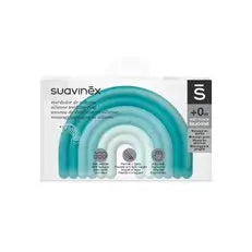 Suavinex Teether in silicone +0 mesi, arcobaleno, blu