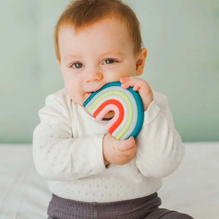 Suavinex Teether in silicone +0 mesi, arcobaleno, rosa