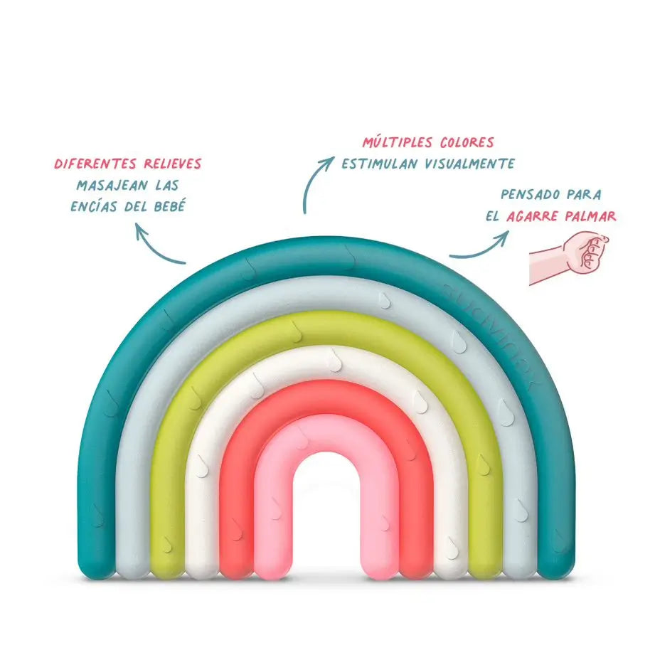 Suavinex Teether in silicone +0 mesi, Arcobaleno, Multicolore