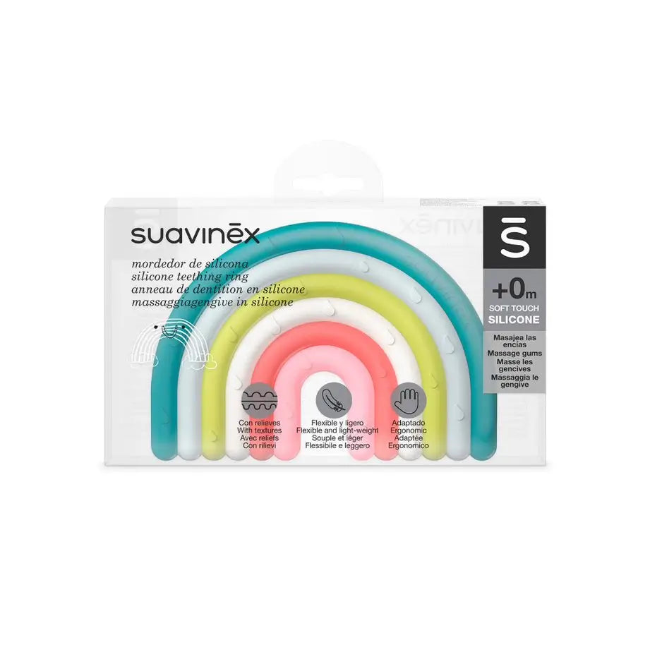 Suavinex Teether in silicone +0 mesi, Arcobaleno, Multicolore