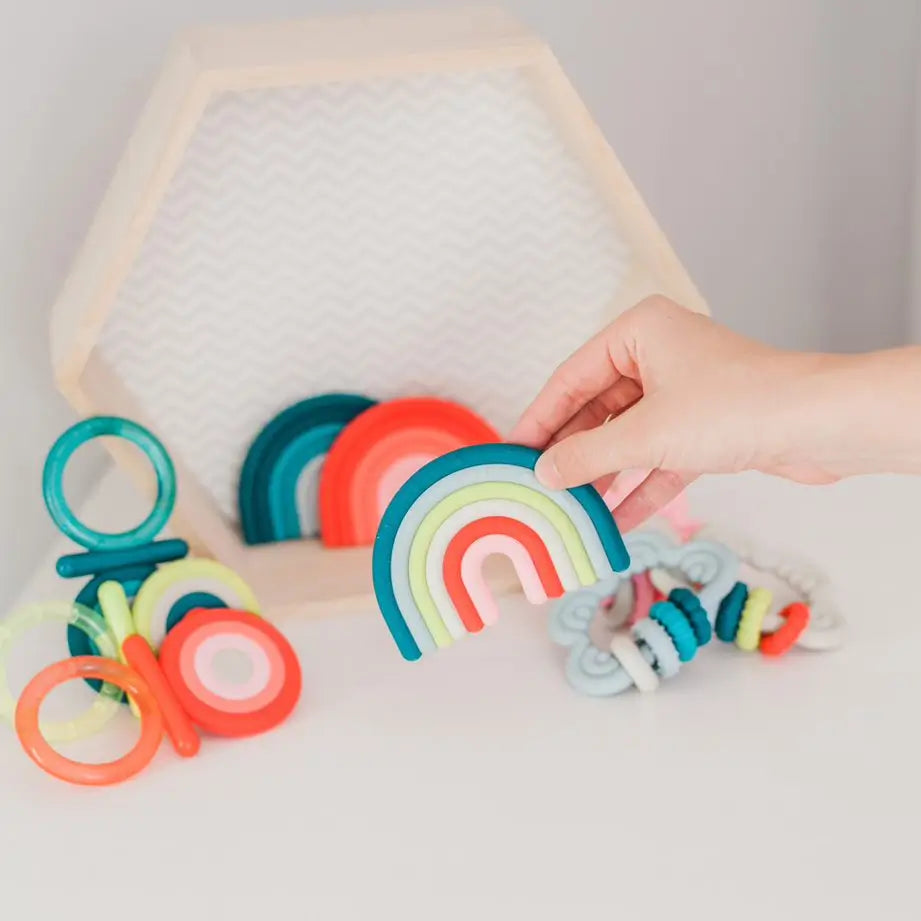 Suavinex Teether in silicone +0 mesi, Arcobaleno, Multicolore
