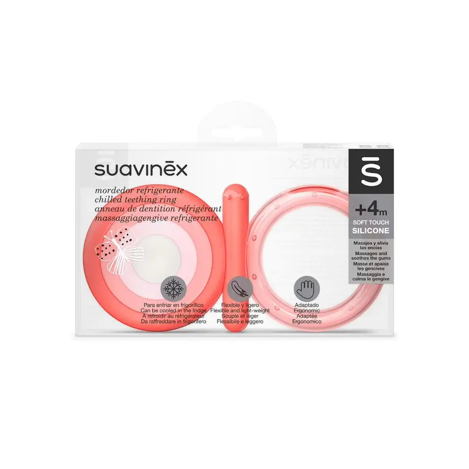 Suavinex Teether in silicone +4 mesi, raffreddamento, rosa