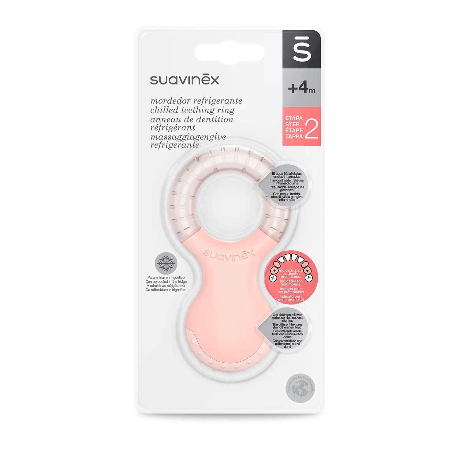 Suavinex Teether Raffreddamento +4 mesi, rosa