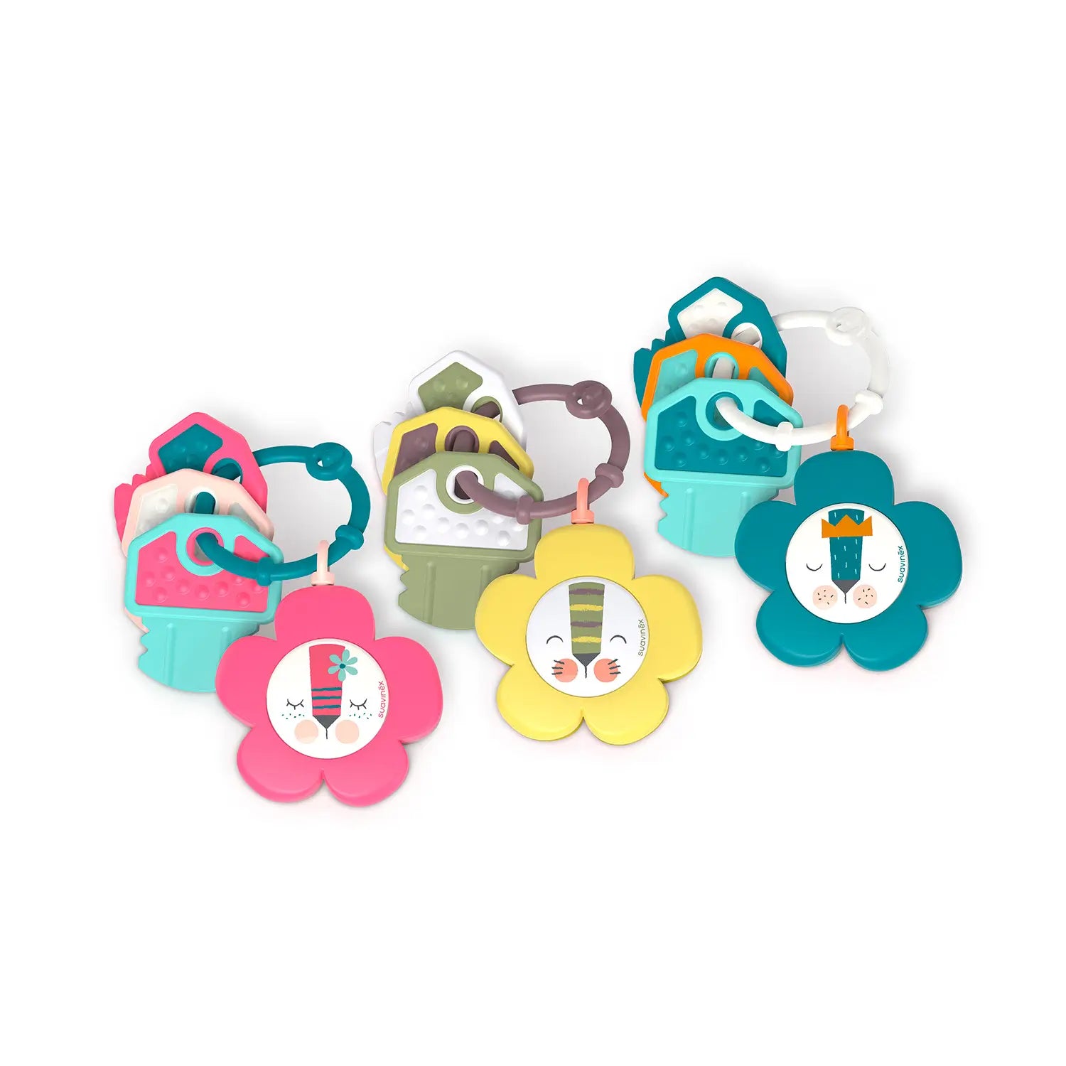 Suavinex Teether musicale con sonaglio +0 mesi, chiavi, giallo