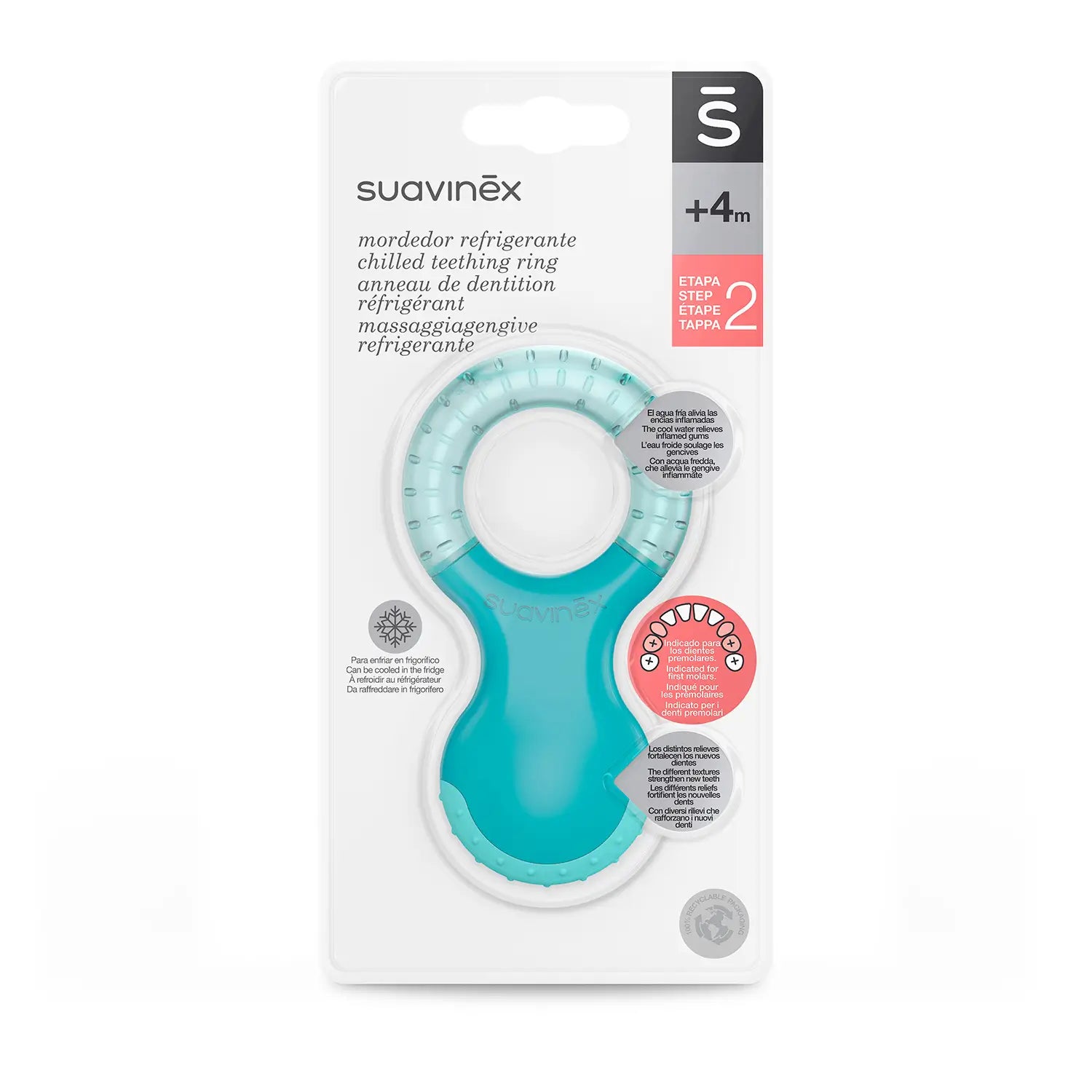 Suavinex Teether rinfrescante +4 mesi, blu
