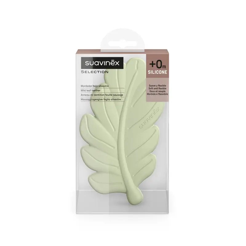 Suavinex Teether Foglia in silicone, verde poesia