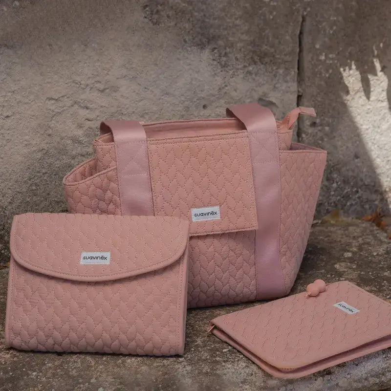 Suavinex Borsa da toilette per neonati rosa, in tessuto