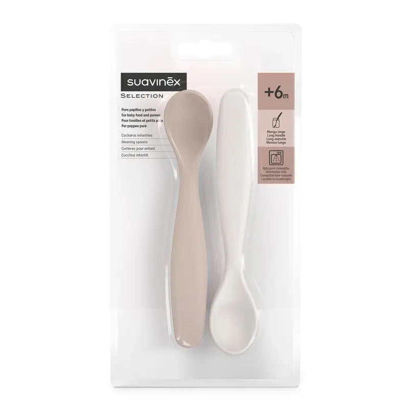 Suavinex Confezione 2 cucchiai didattici, +6 mesi, rosa