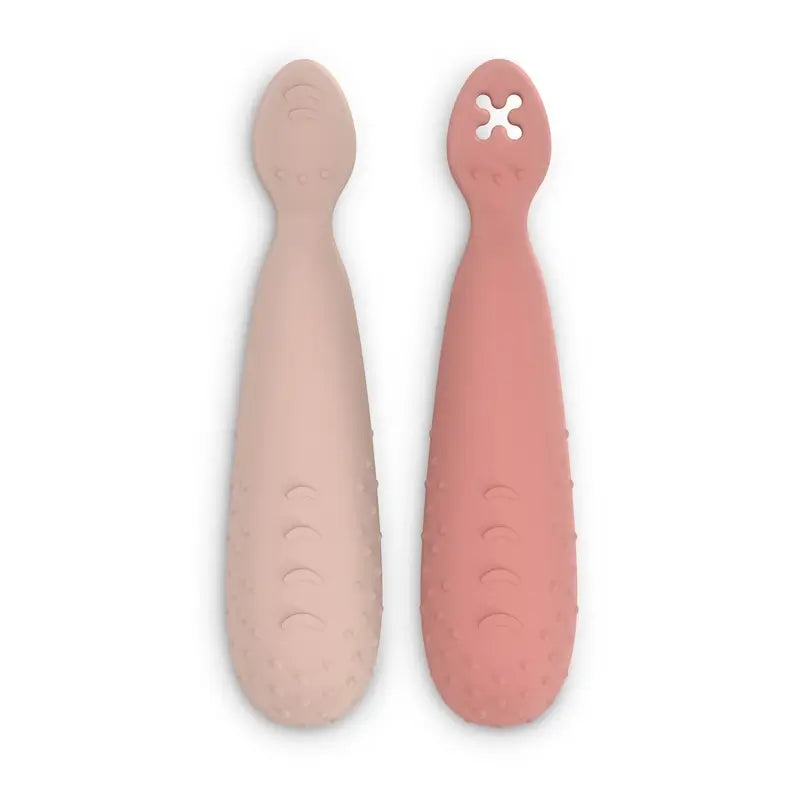 Suavinex Confezione 2 Cucchiai in silicone, +6 mesi, rosa