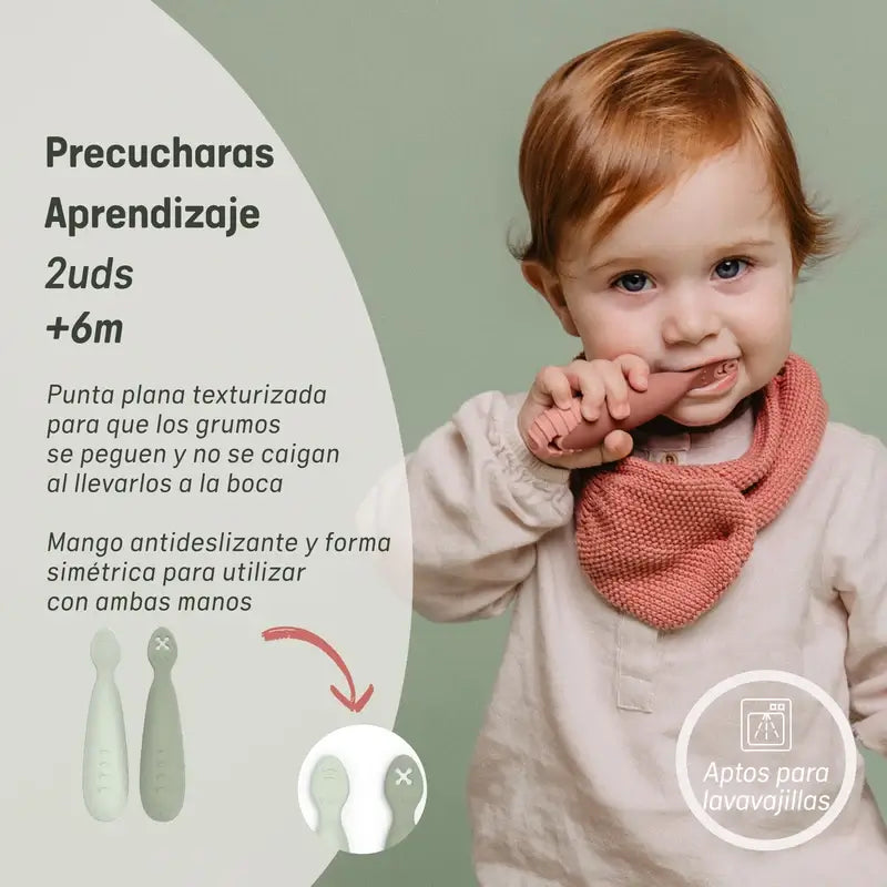 Suavinex Confezione 2 Cucchiai in silicone, +6 mesi, rosa
