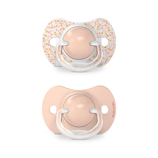 Suavinex Confezione succhietti rosa con tettarella fisiologica in silicone Sx Pro, 6-18 mesi, 2 unità