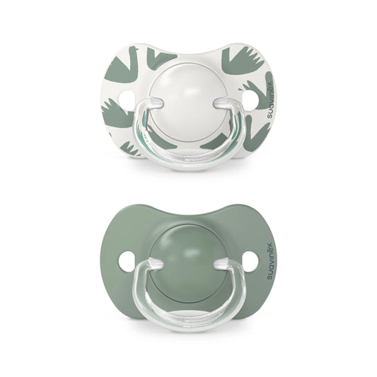 Suavinex Pack Succhietti verdi con tettarella fisiologica in silicone Sx Pro, 6-18 mesi, 2 unità