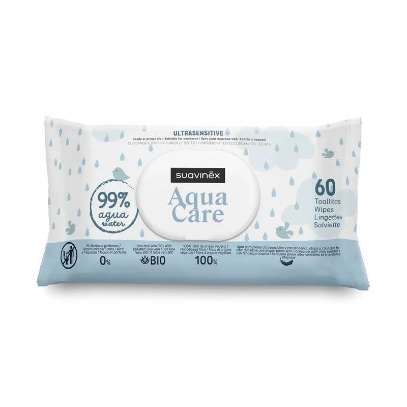 Salviette Suavinex Aqua Care, 60 unità