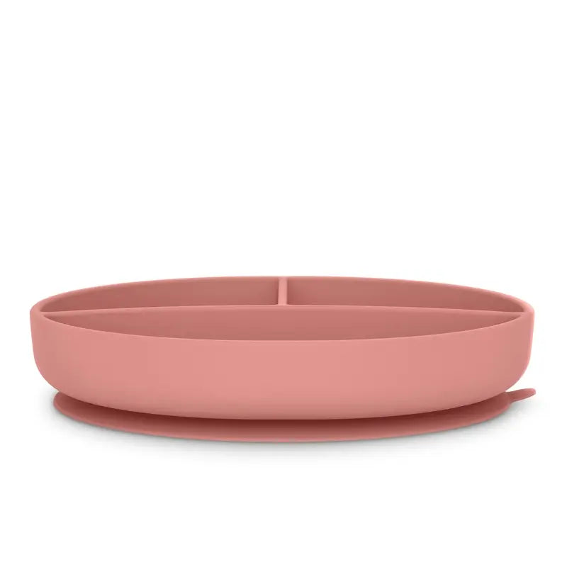 Piatto in silicone Suavinex con ventosa e divisioni, +6 mesi, rosa