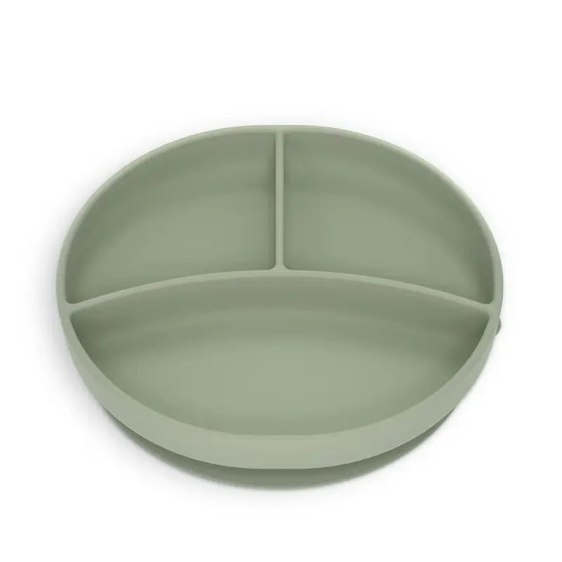 Piatto in silicone Suavinex con ventosa e divisioni, +6 mesi, verde