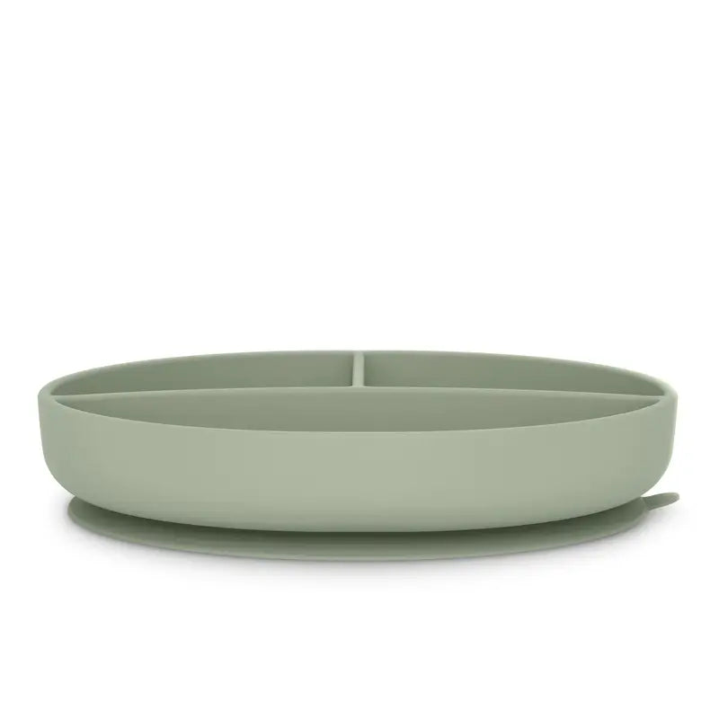 Piatto in silicone Suavinex con ventosa e divisioni, +6 mesi, verde