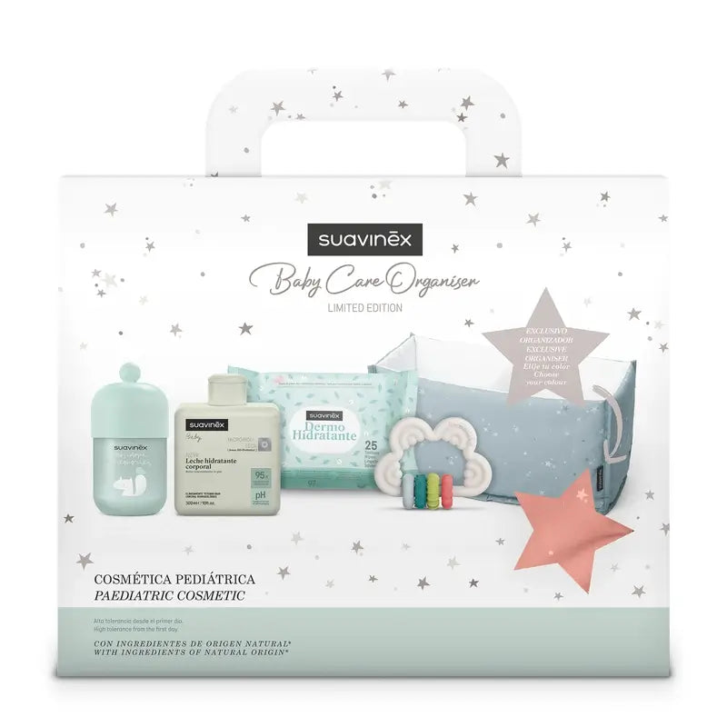 Suavinex Baby Gift Latte per bambini 300 Ml + Ricordi di colonia per bambini 100 Ml + Salviette + Teether, rosa