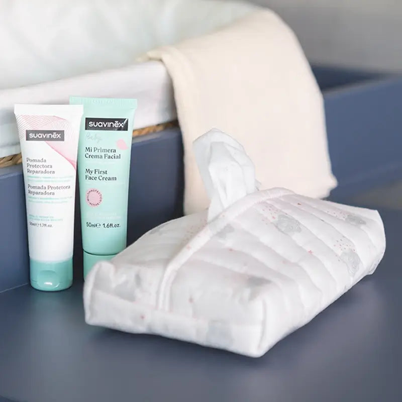 Regalo neonato Suavinex con porta salviette, blu