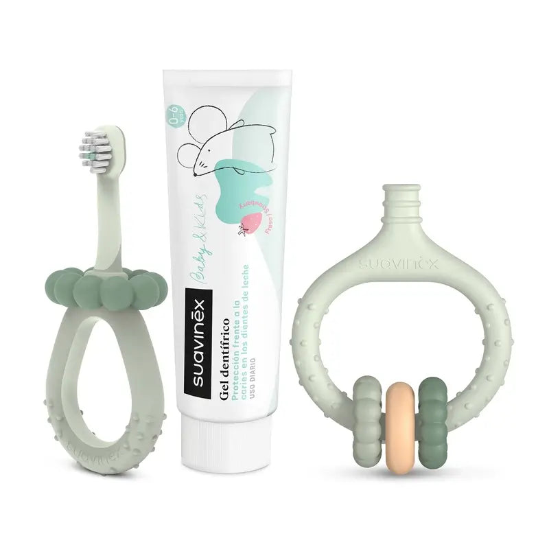 Suavinex Set iniziale per la cura dei denti +0 mesi, verde