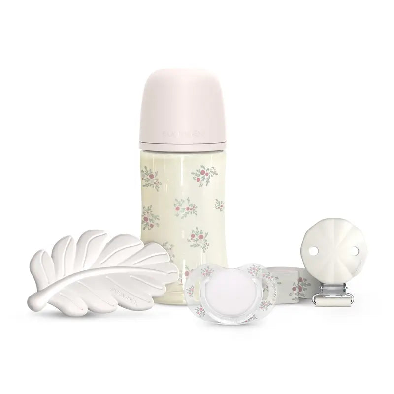 Suavinex Set regalo succhietto + succhietto + biberon 270 Ml (M) + marsupio, rosa
