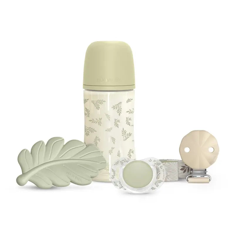 Suavinex Set regalo succhietto + succhietto + biberon 270 Ml (M) + marsupio, verde