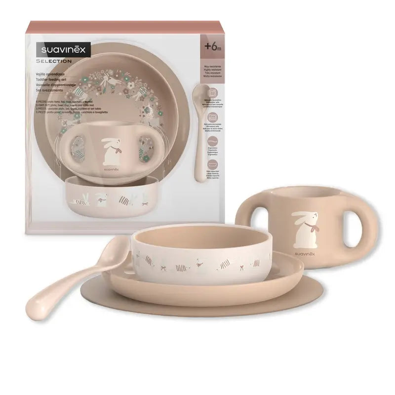 Stoviglie per bambini Suavinex +6 mesi, rosa