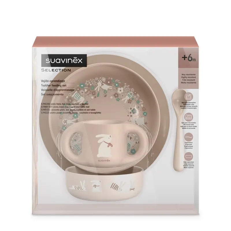 Stoviglie per bambini Suavinex +6 mesi, rosa