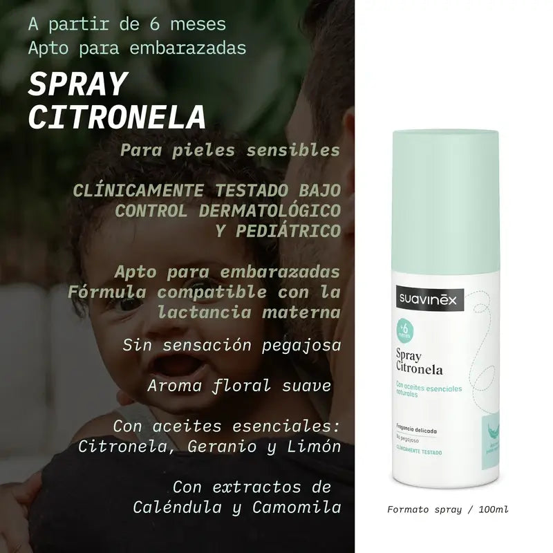 Suavinex Citronella Spray, +6 mesi e in gravidanza, 100 Ml