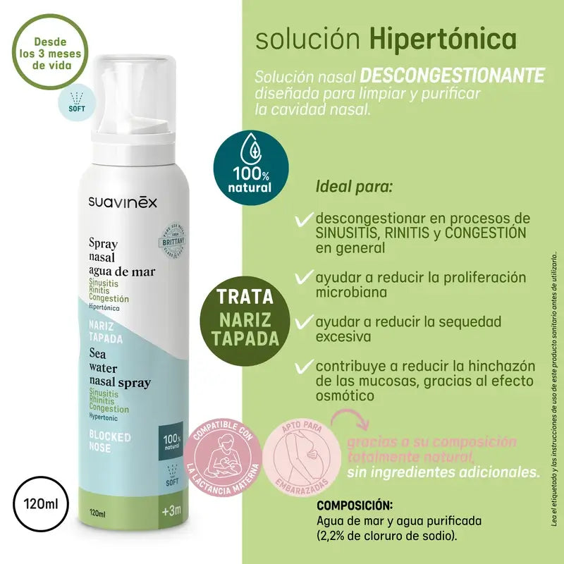 Suavinex Spray Nasale Ipertonico, 120 Ml