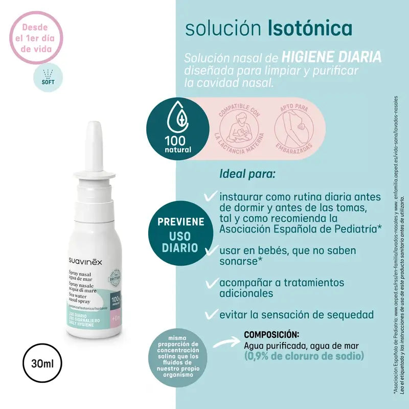 Suavinex Spray nasale isotonico per bambini +0 mesi, 30 ml