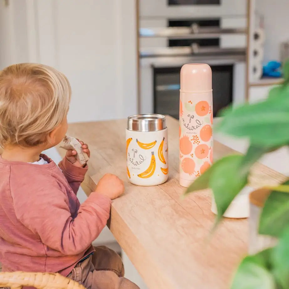 Thermos liquido Suavinex per bambini. Thermos in acciaio inox. Per bevande calde e fredde. 500 Ml. Corallo