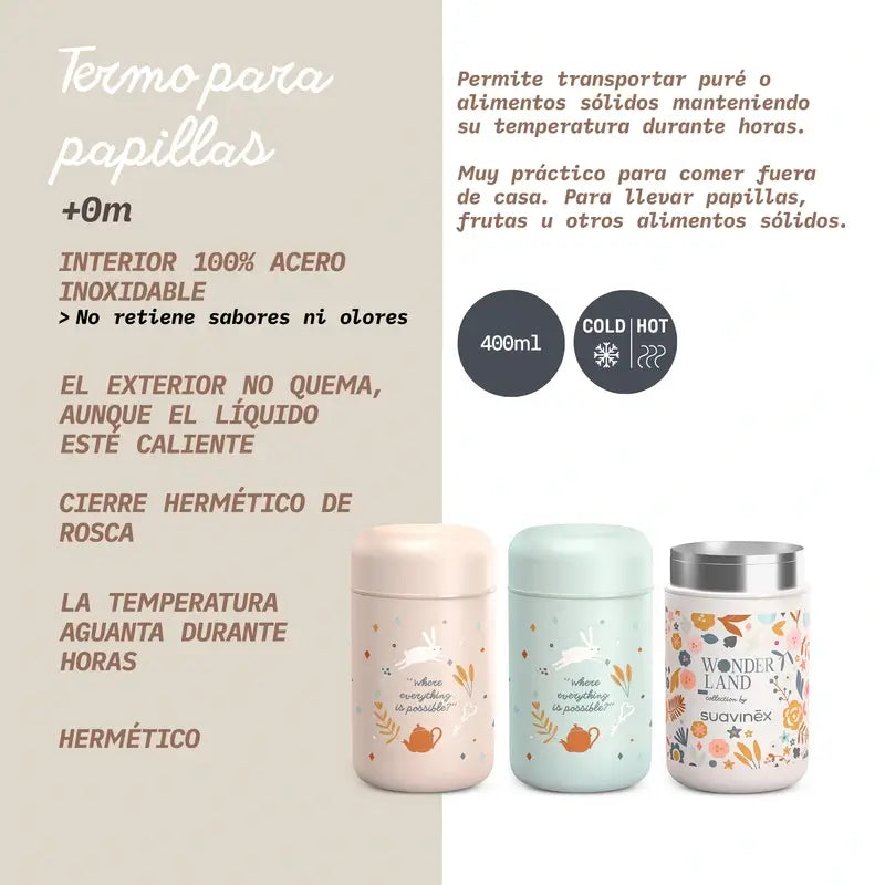 Suavinex Papillero Thermos 400 Ml, rosa Wonderland