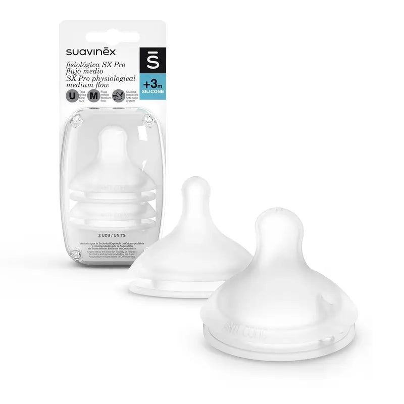 Suavinex 2 Confezioni di Tettarelle Fisiologiche Sx Pro Silicone. Flusso medio (M)
