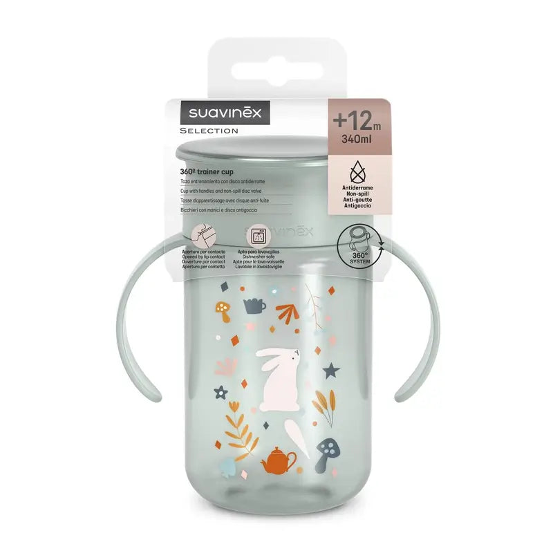 Tazza Suavinex 360 Non-Spill 340 Ml, +12 Mesi, Verde Meraviglia